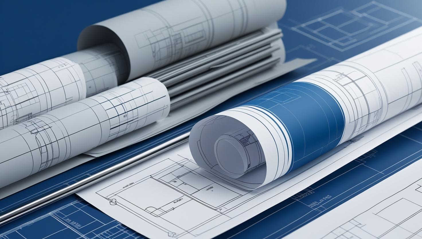 Construction documentation blueprints with a pen
